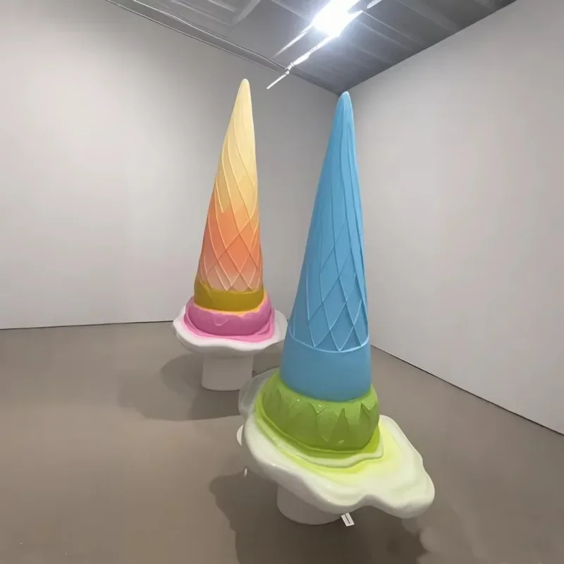 Fiberglass ice cream cones, sculptures - waterproof for outdoor summer decoration, statues, for gardens, hotels