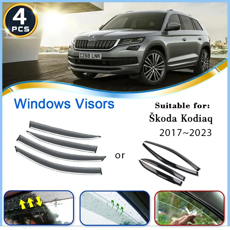 

Car Window Visors For Škoda Kodiaq 2017 2018 2019 2020 2021 2022 2023 Waterproof Deflector Rain Guard Sun Visor Auto Accessories