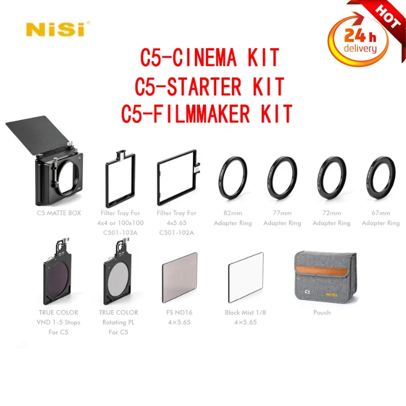 

NISI C5-MATTE BOX STARTER/FILMMAKER/CINEMA Kit Filter Frame Adapter Ring for DSLR Mirrorless Camera Photography Accessories