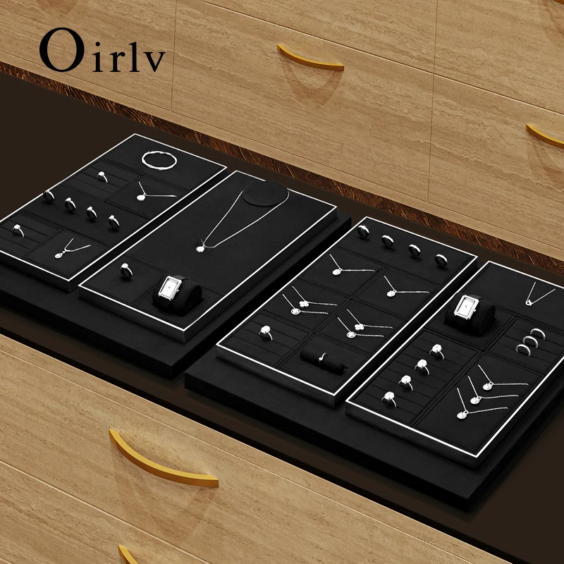 

Oirlv Black Luxury Jewelry Display Stand: High-End Microfiber Display Tray for Necklaces, Rings, Earrings, and Other Jewelry