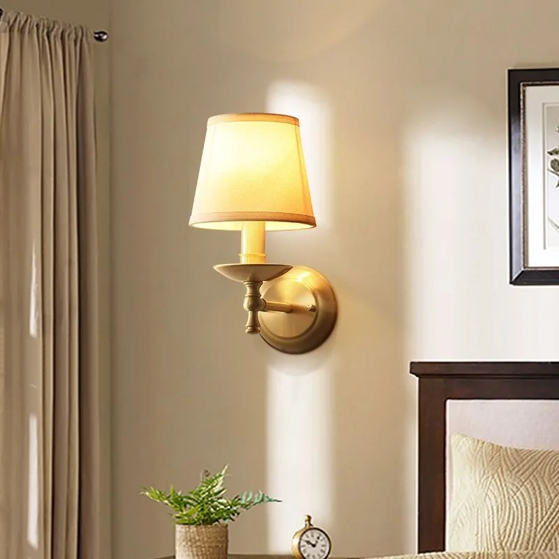 American Minimalist Modern Solid Brass Wireless LED Wall Light Bedroom Bedside Living Room Hallway Corridor Decor Novelty New