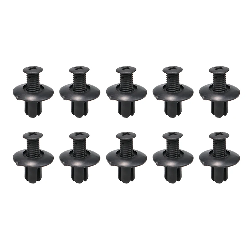 8mm Plastic Klinknagels Bevestigingsmiddelen Schroef Auto Bumper Spatbord Zwarte Klinknagel Auto Fastener Clips voor Toyota Focus Kia Nissan Yamaha