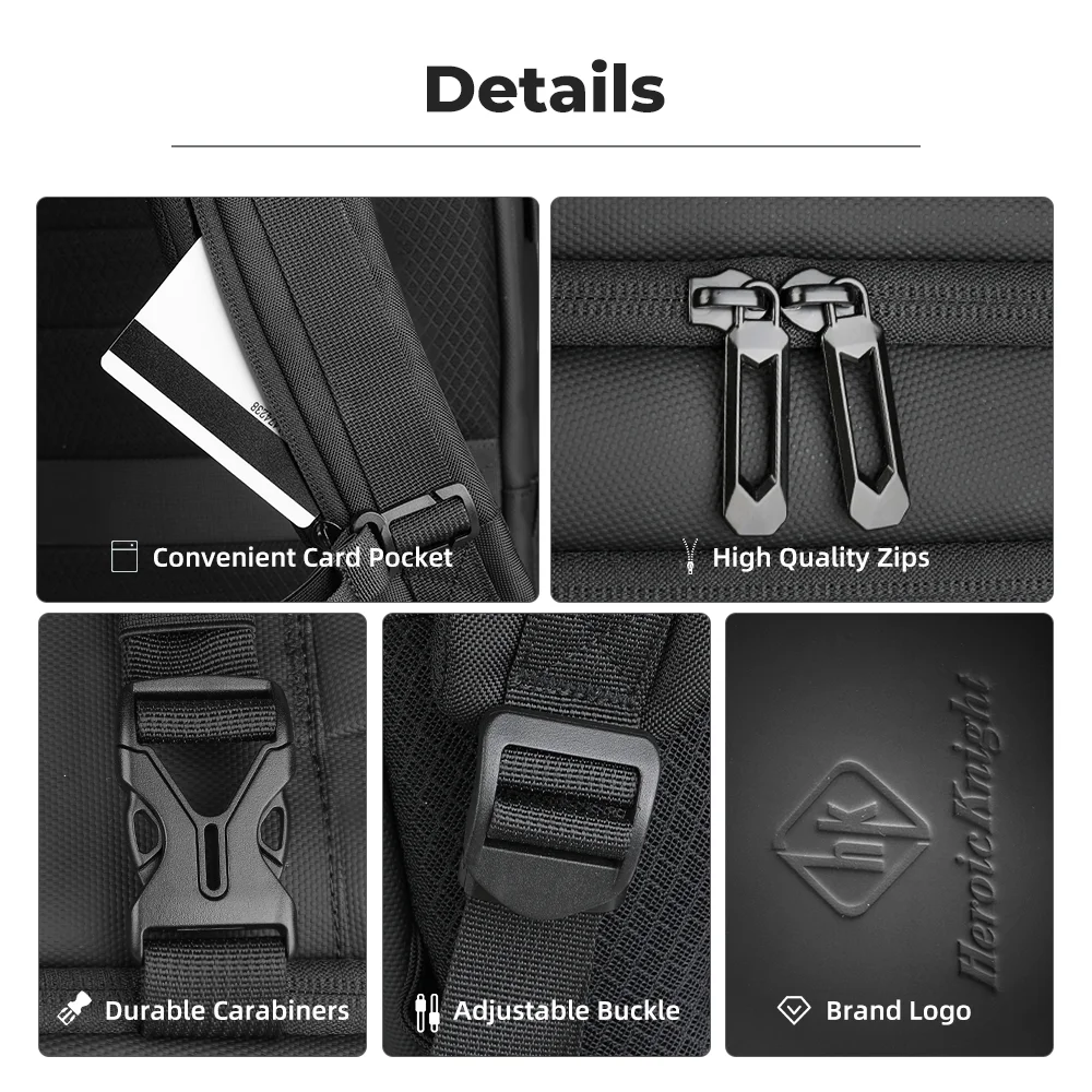 حقيبة ظهر رجال الأعمال من Heroic Knight بسعة كبيرة للمشي لمسافات طويلة والسفر تحمل على الظهر مقاس 17 بوصة مقاومة للماء حقيبة كمبيوتر محمول للكلية في عطلة نهاية الأسبوع