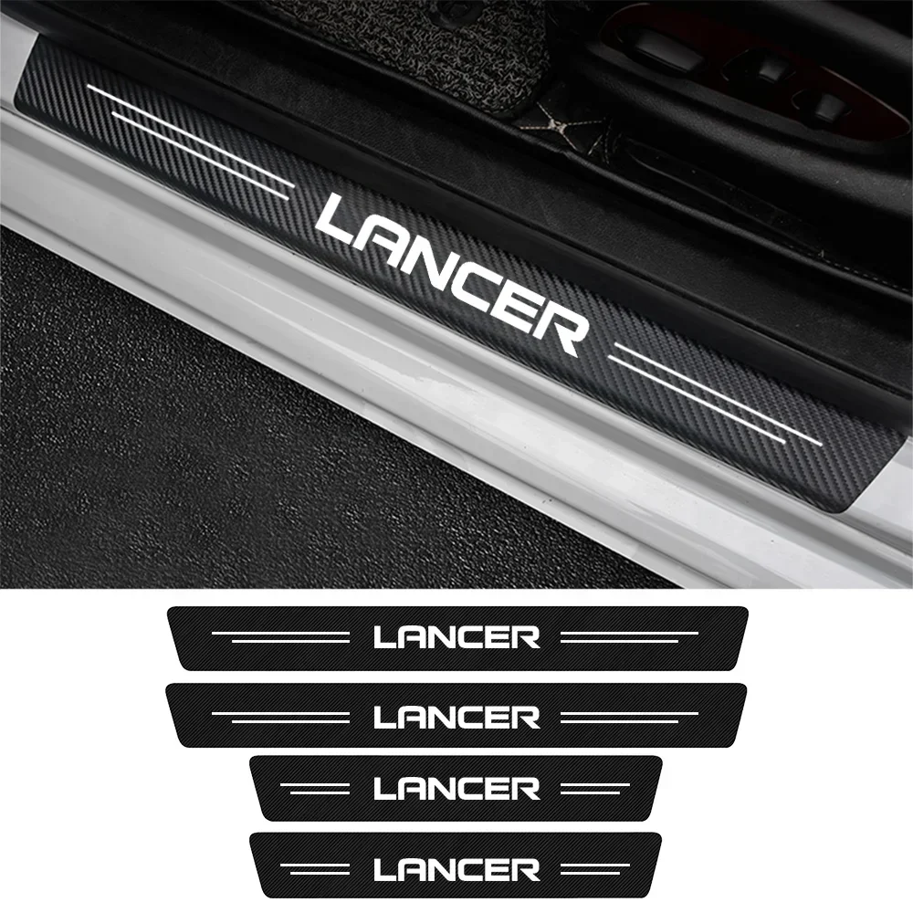4Pcs Car Door Sill Protector Threshold Sticker For Mitsubishi Lancer 2021 2020 2018 2011 2010 2009 2008 2007 2006 Accessories