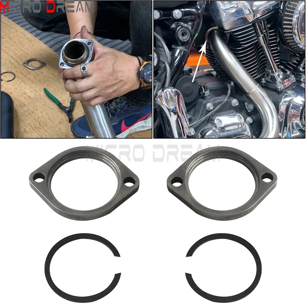 Motorcycle Exhaust Flange Kit Stainless Snap Rings Exhaust Pipe Accessories For Evolution Big Twin Evolution Sportster Twin Cam