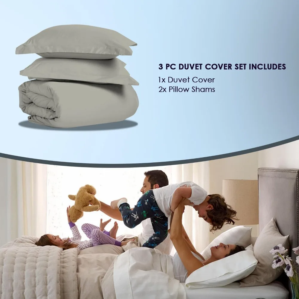 طقم غطاء لحاف قطن 100% مقاس كينج - عدد 1000 خيط طويل من نسيج الساتان القطني مع زر إغلاق #4