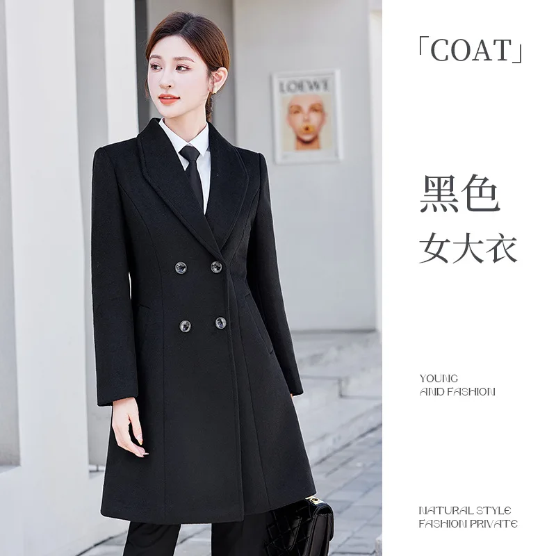 

Professional coat autumn and winter woolen cotton thickened warm bank lobby manager sales front desk reception work clotheswoman