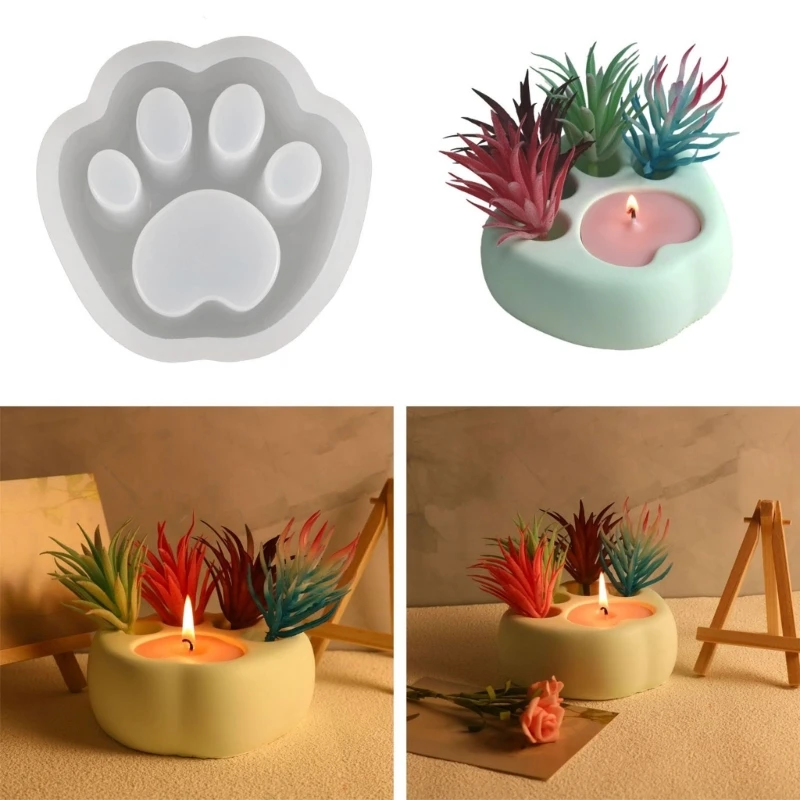 Cat Claw Cement Flowerpots Mold Easy to Demold Silicone Mold Succulent Planter Casting Mould Home Decor Handmade Gifts