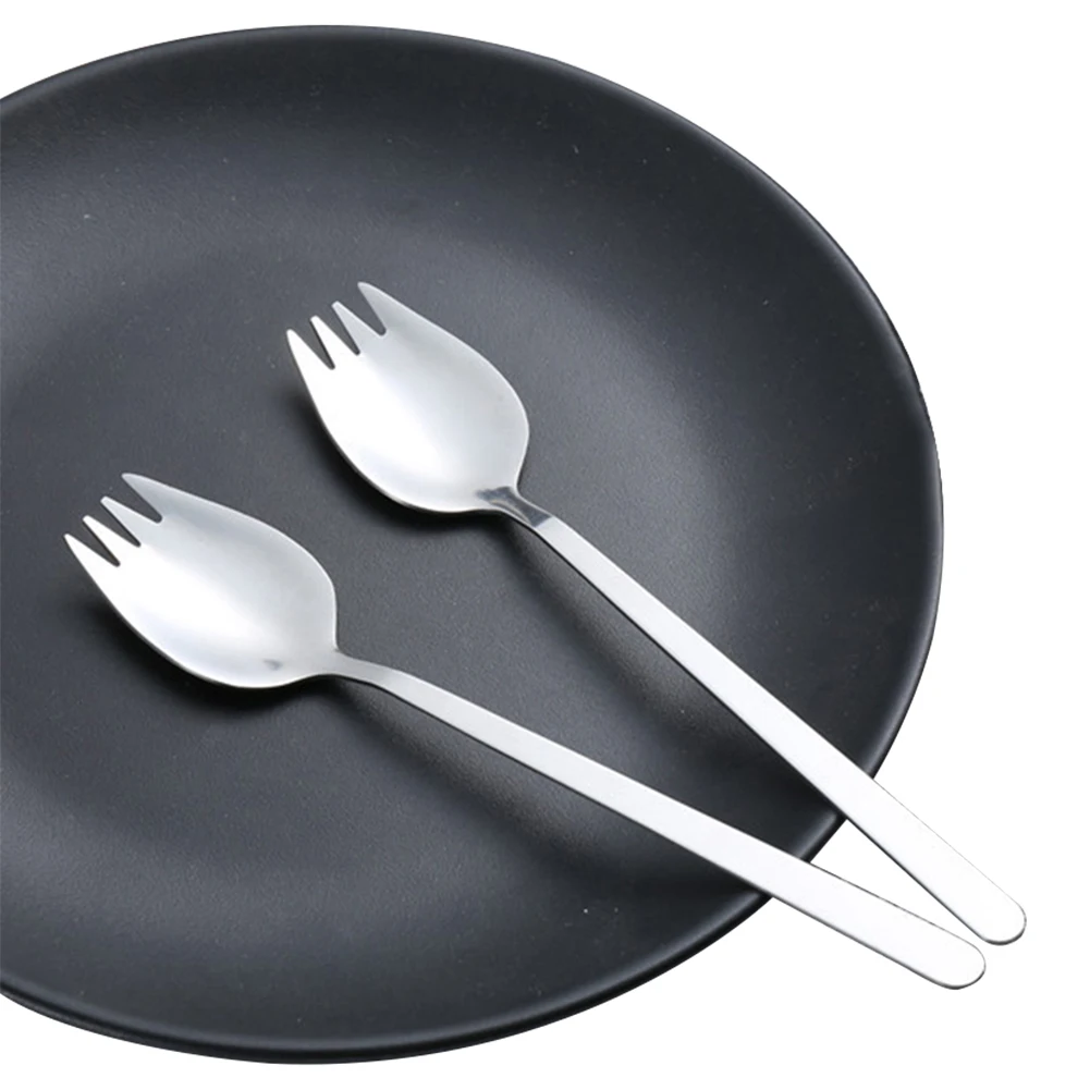 

10Pcs Spork Stainless Steel Spoon Fork Silverware Multipurpose Flatware Utensil Set for Dessert Ice Cream Salad