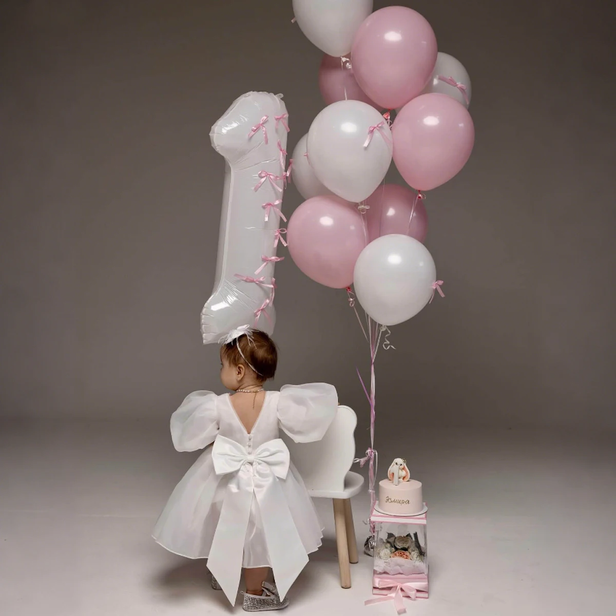 22-teiliges weißes digitales Ballon-Set, 40 Zoll, digitaler Ballon mit DIY-Schleife für Kindergeburtstag, Party, Dusche, Jahrestag, Dekoration