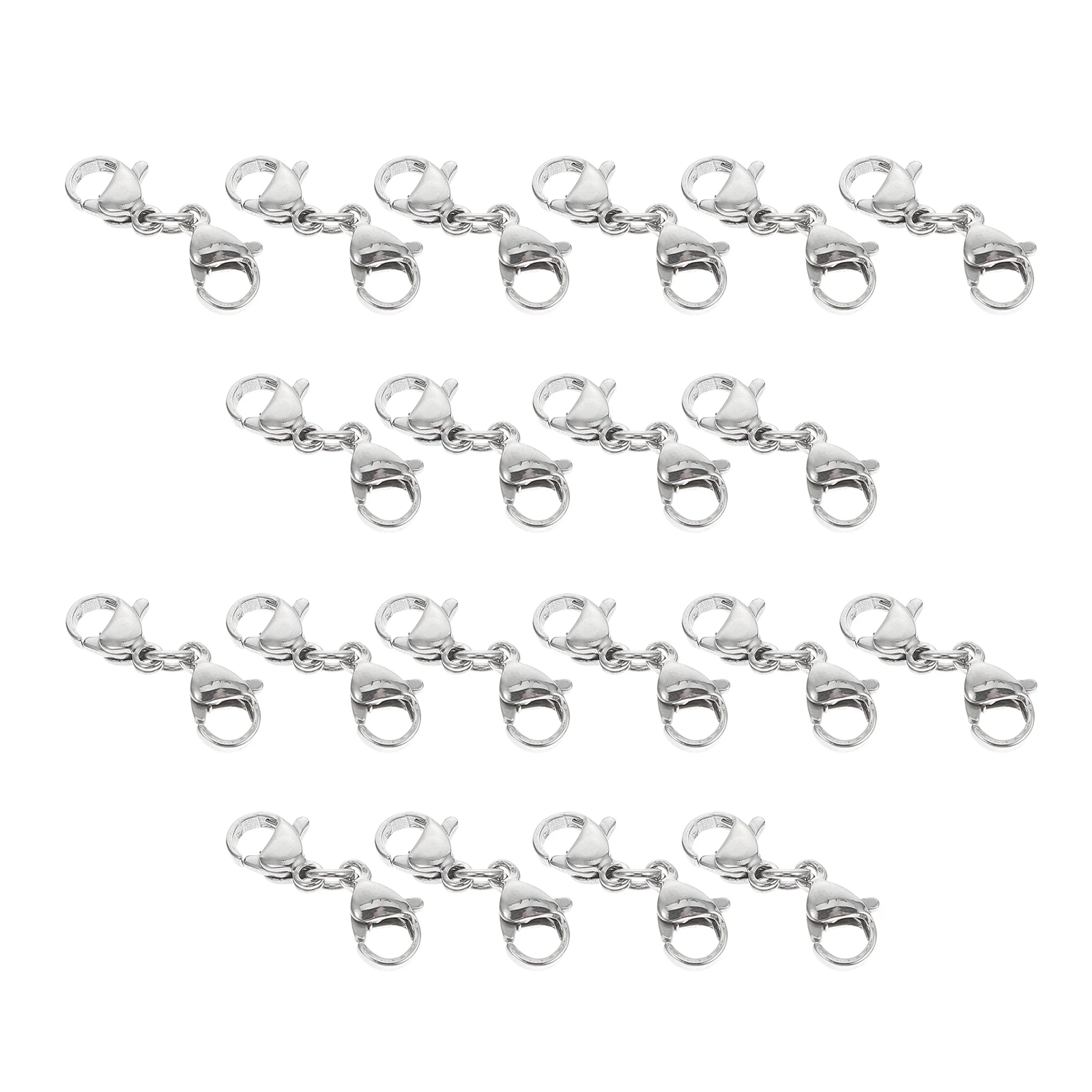 

25pcs 10mm Extender Chain Stainless Steel Lobster Clasp Buckles Silver DIY Jewelry Necklace Repair Accessories