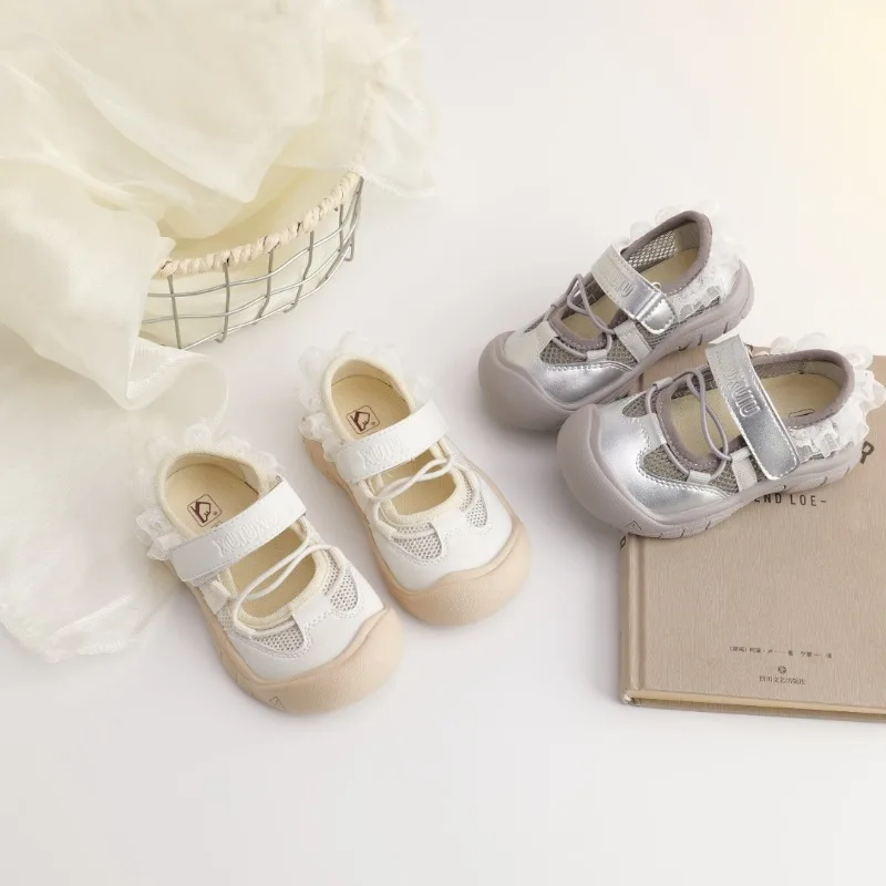 

2025 New Children Mesh Shoes Boys Anti-kick Breathable Sandals Summer Hollow Design Girls Sport Shoes Kids Beach Sandals