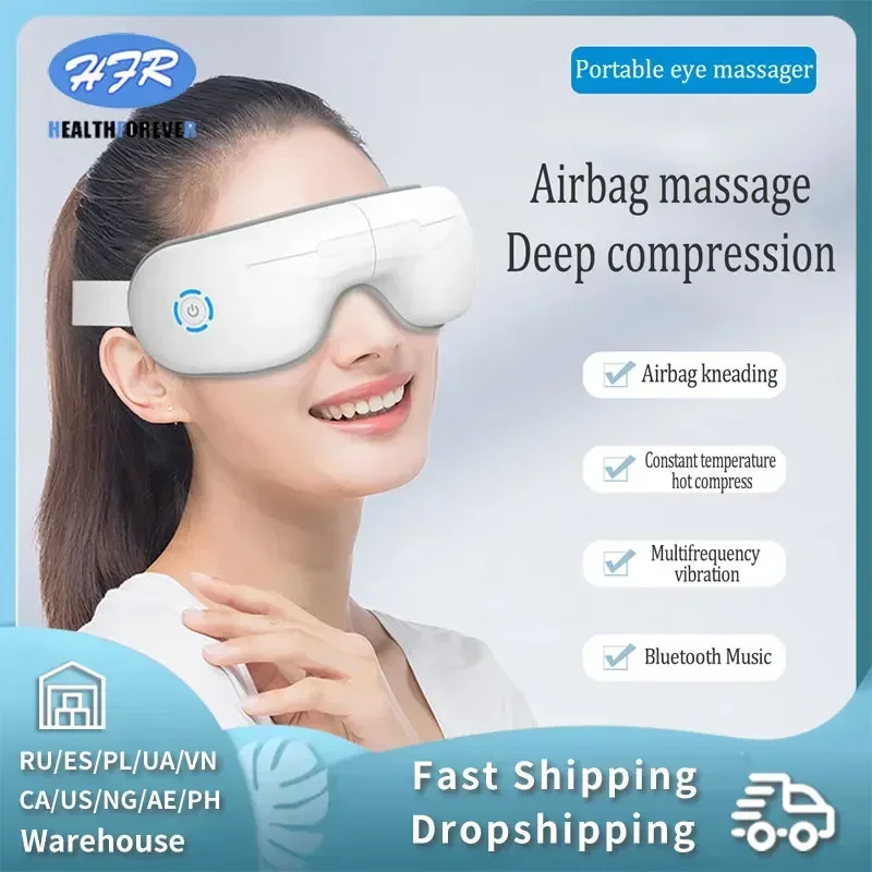 

Eye Massager With Heat Smart Airbag Vibration Eyes Care Instrument Hot Compress Bluetooth Eye Massage Relax Relief Improve Sleep