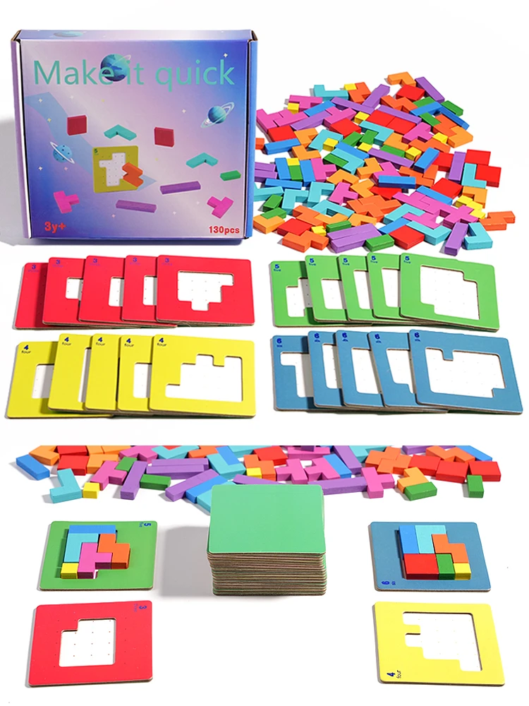 3D Two-person Interactive Desktop Puzzle Game Tangram Math Toys Building Blocks Board Color Shape Game For Kids Gifts