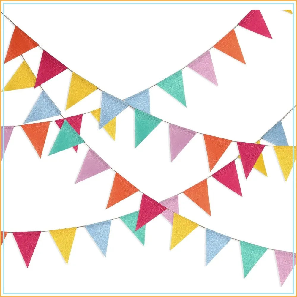 

42 Pcs Colorful Triangle Bunting Garland, Pastel Pennant Banner for Birthday Party Classroom Decor