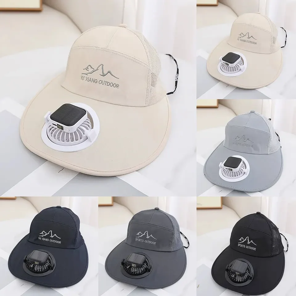 Summer Adult Solar Usb Charging Model Hat With Fan Fishing Cap Outdoor Overhanging Hat 300 Mah Current Cute Cap