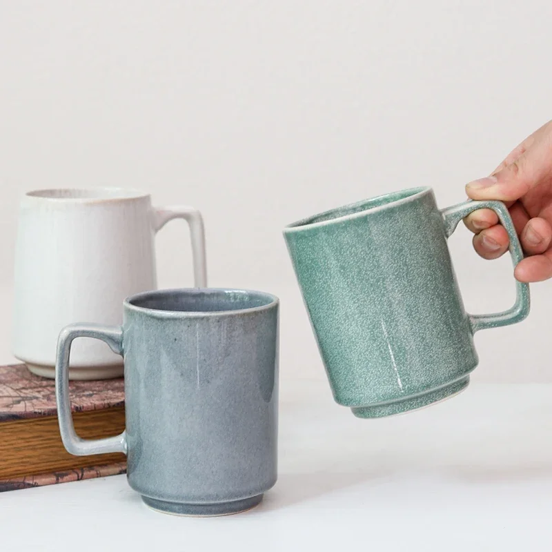 Retro Ceramic Mugs Coffee Cups Breakfast Water Oats Cups Individualized Glazed Undercolor Craft Handmade from Mainland China