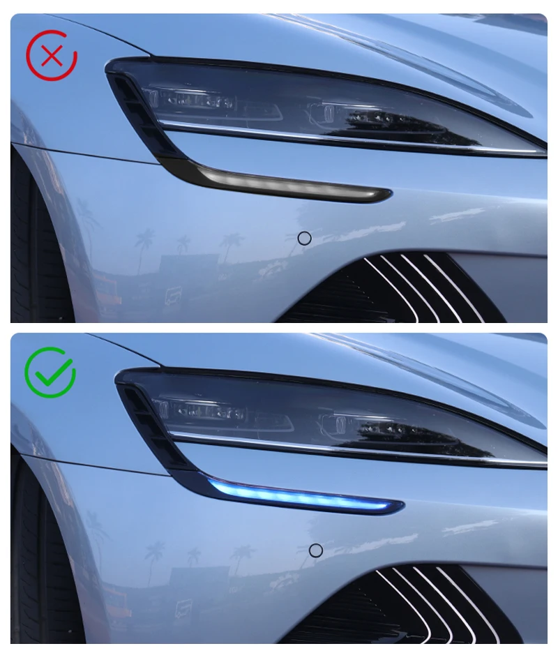 For BYD Seal 2023 2024 Daytime running light color changing film ice blue headlight film Decorative stickers Exterior