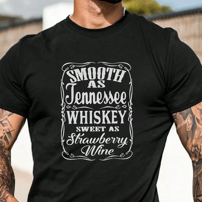

Мужская футболка с графическим принтом: гладкая, как виски Теннесси, и стильная, повседневная, с коротким рукавом, в уличном стиле, для путешествий и спорта