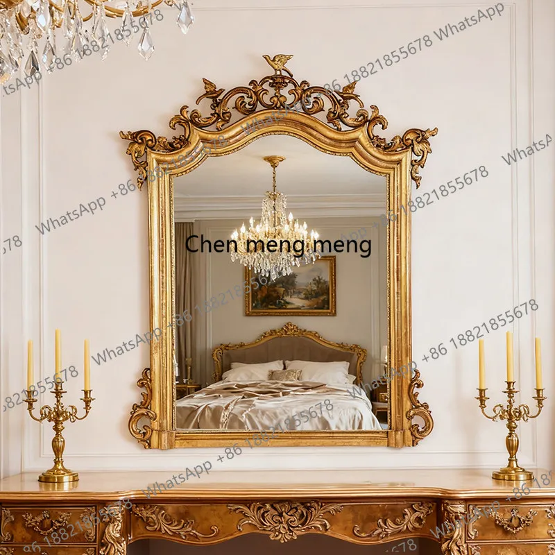 Y183 French fireplace porch decorative mirror wall-mounted wash mirror high definition dresser makeup mirror