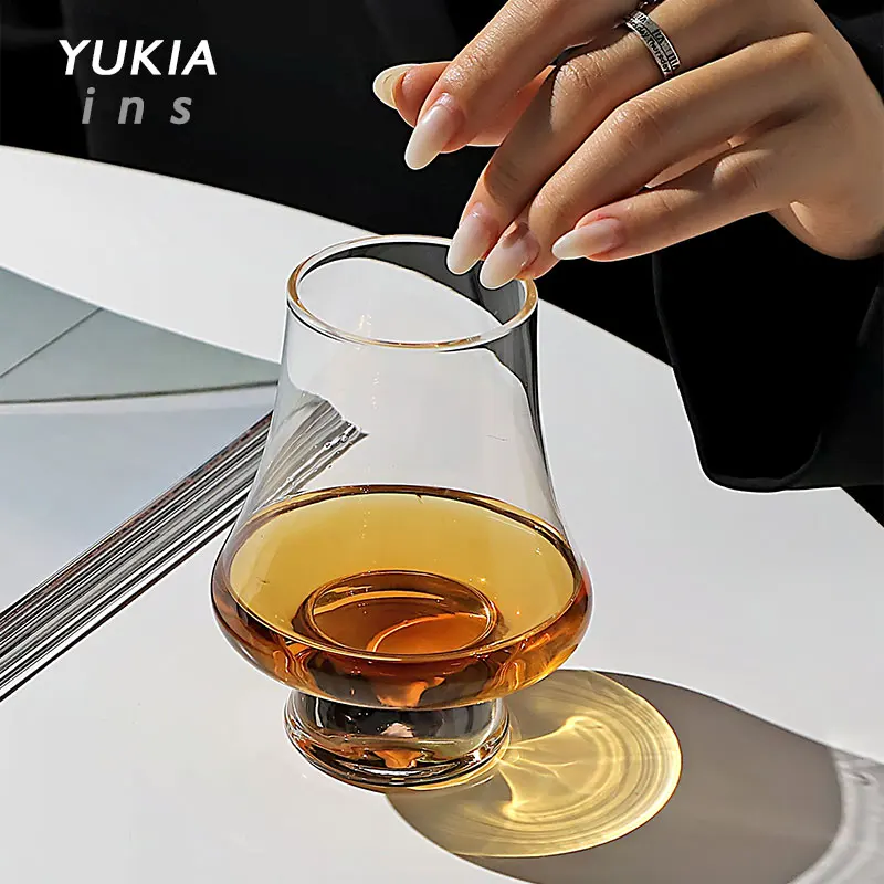 Bourbon Whisky Crystal Glass Snifter Wide Tasting Glasses - Handcrafted - Good for Cognac Brandy Scotch - 9-ounce/260ml