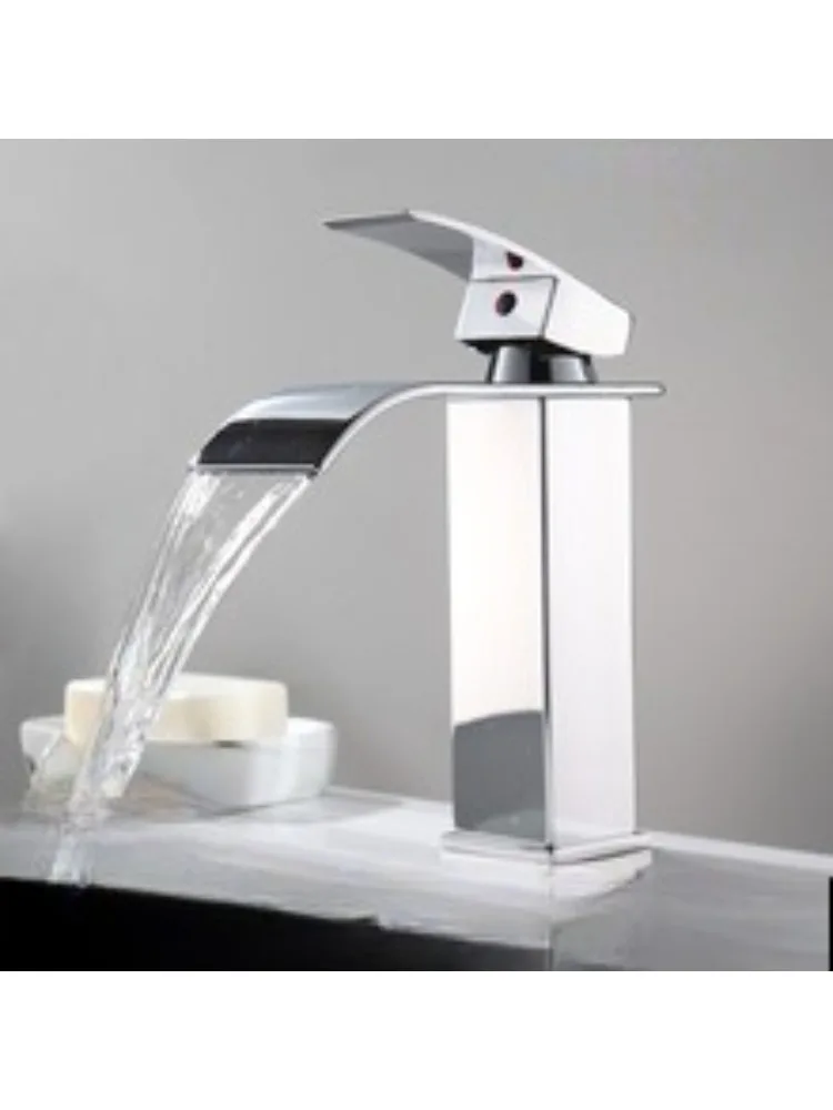 Robinet de lavabo cascade noir mat, mélangeur à poignée unique, robinet de grue de lavabo d'eau chaude et froide pour salle de bains, robinet mitigeur de lavabo