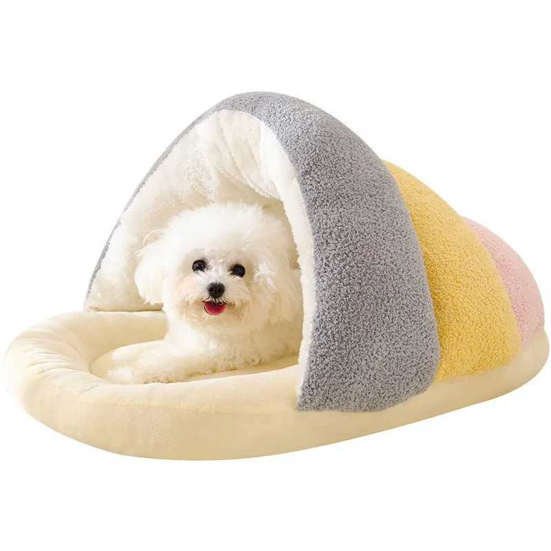 

Warm Plush Dog Bed Cat Beds Semi Enclosed Slipper Shape Burrow Cave Bed for Small and Medium Pets Cozy Thick Cloud Fleece Winter