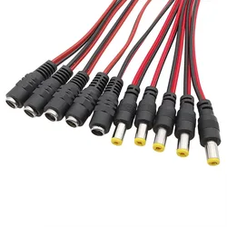 Male Female 5.5 x 2.1mm DC Power Cable Plug Connector 12V 1A 2.1*5.5mm DC Jack Adapter for CCTV Security Camera