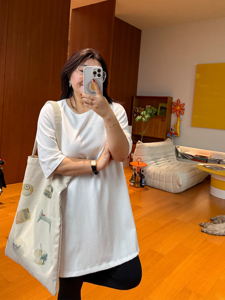 

Свободная женская футболка больших размеров Five-Quarter Sve Casual Sle из смеси хлопка с открытым концом Идеально подходит для осени Вес до...