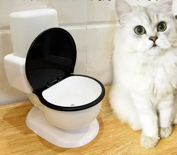 Creative Toilet Style Pet Dog Cat Automatic Food Water Feeder Cat Water Fountain Plastic Water Bottle Feeding Dispenser ZA564