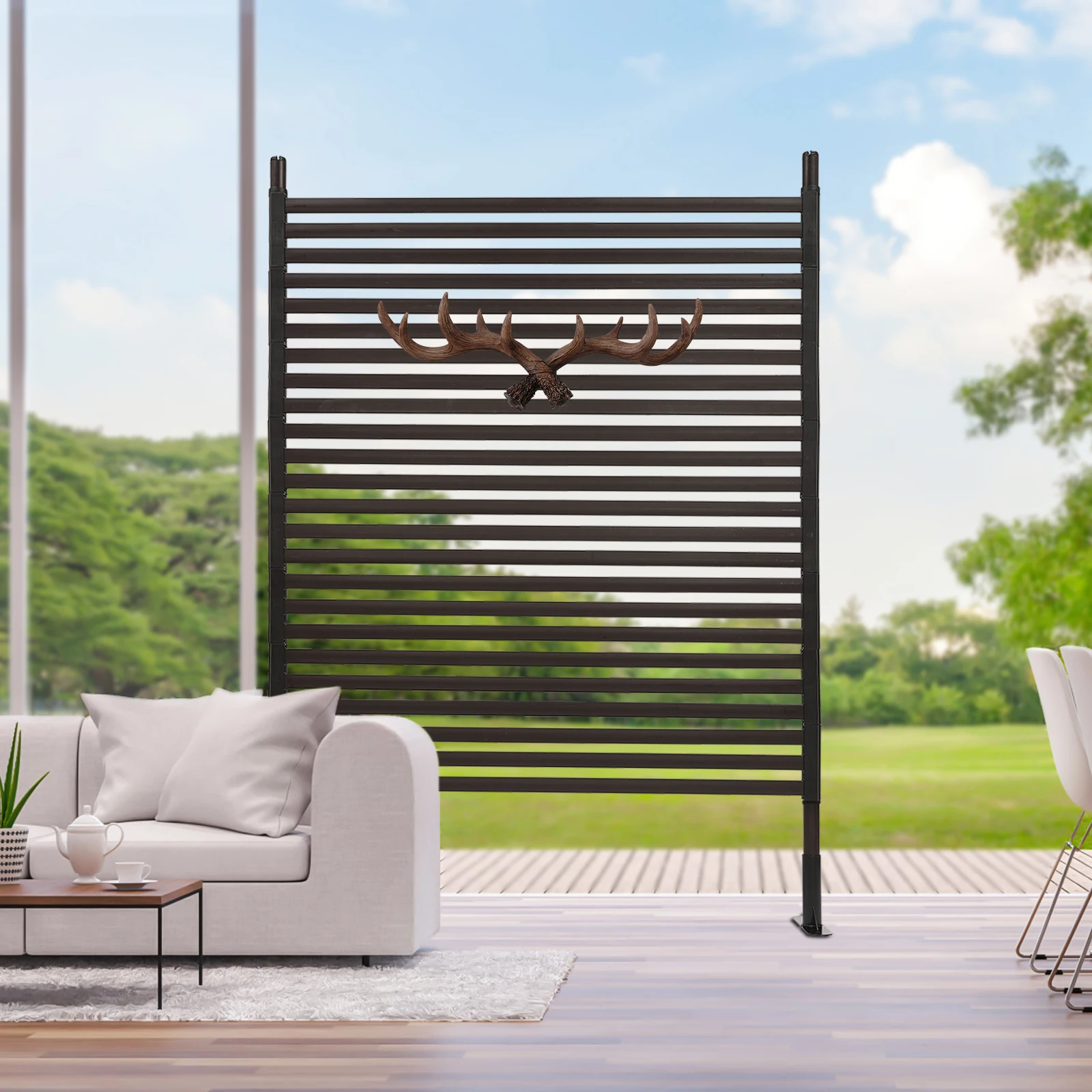 

Durable Patio Privacy Screen with Waterproof and Rust-Proof Coated Steel Pipe, Adjustable Height, Stable T-Base, Ideal for