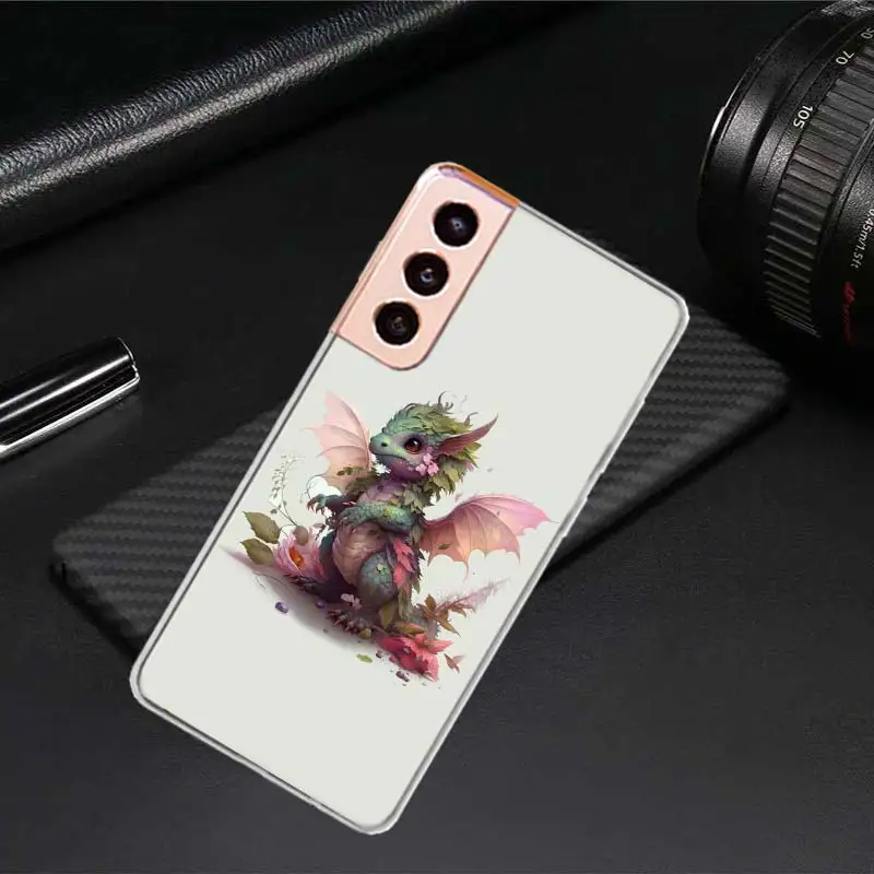 Cute Mythical Dragon Phone Case For Samsung S21 S23 FE S20 Plus Galaxy S24 S22 Ultra Capa S10 S10E S9 S8 S7 Edge Cover TPU Funda