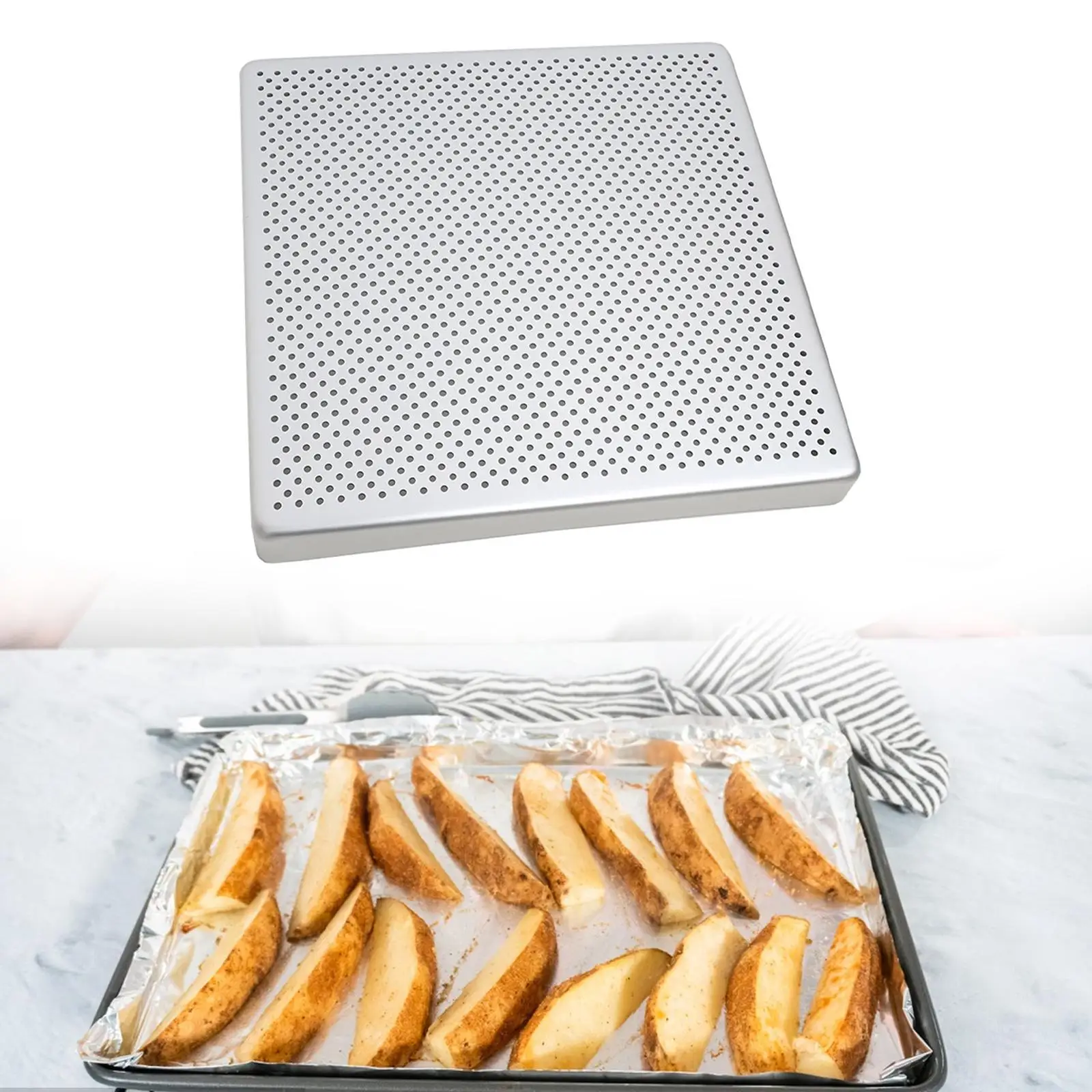 Perforated Baking Pan Easy Clean for Home Even Heating Party Restaurant Pizza Pan for Oven Pizza Oven Tray Baking Roasting