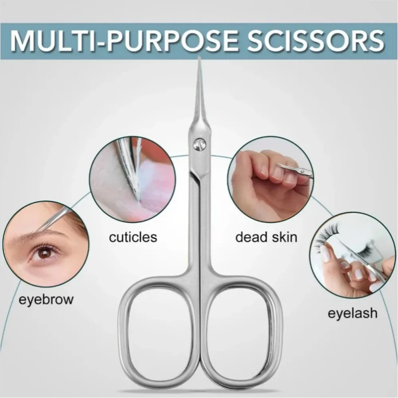 1-8pc Russian Manicure Scissors Cuticle Regrowth Cut Curved Tip Nail Cut Grooming Professional Stainless Steel Dead Skin Remover