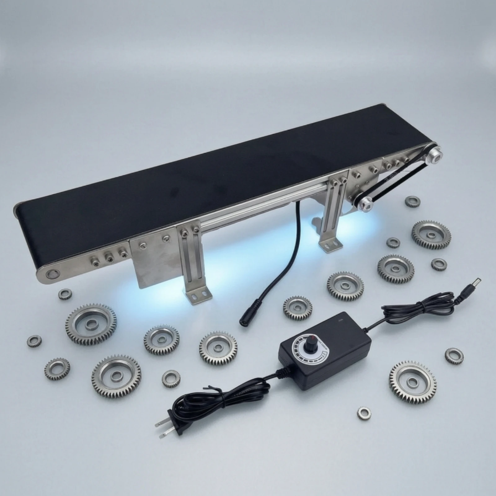 Desktop Conveyor Belt with Speed Controller Small Mini Conveyor Belt with Speed Controller Stepless Long-Lasting for Makers