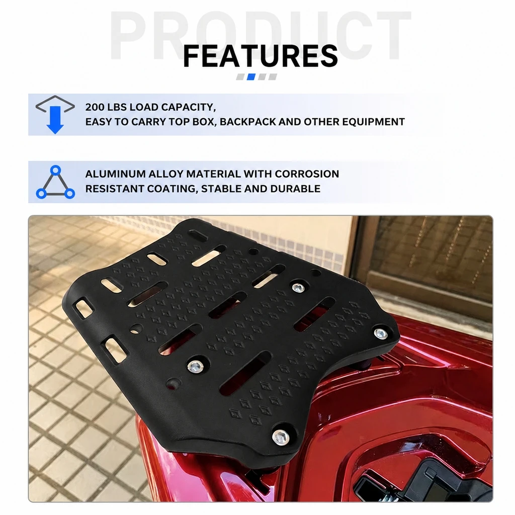 Black Aluminum Alloy Rear Tail Rack Cargo Carrier Support Bracket for Honda PCX 150 2014-2022 PCX 160 Motorcycle Luggage Mount