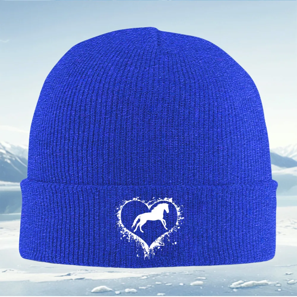 Cavallo bianco cuore astratto splash design Uomo Donna Cappello lavorato a maglia unisex Beanie Pullover Cap Inverno Termico Caldo Natale All'aperto