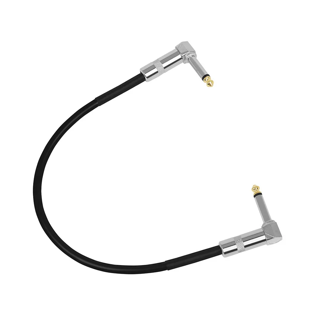 Guitar Effects Pedal Cable Adapter Black Cable Effects Pedal Right Angle 1/4in 24*21*2cm 30cm 56g Metal+PVC 1pc