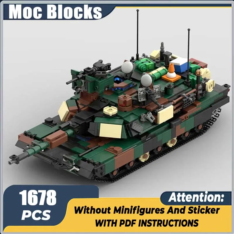 

Moc Building Bricks Военные M1A2 Abrams V2 Модель танка Технология Блоки бронеавтомобиля Конструкторы Игрушки DIY Набор Сборка Подарки