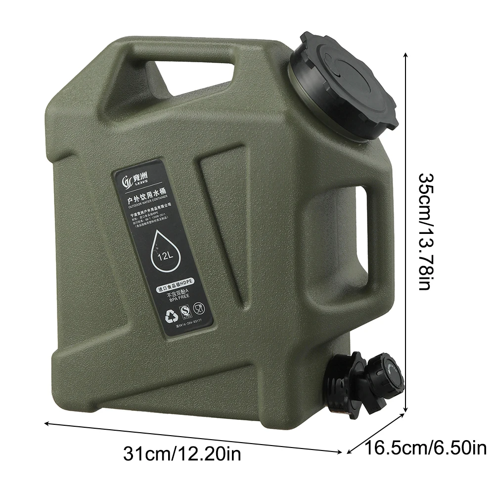10/12l Outdoor Wateremmer Grote Capaciteit Draagbare Camping Waterzak Container Met Kraan Rijden Watertank Voor Picknick Wandelen