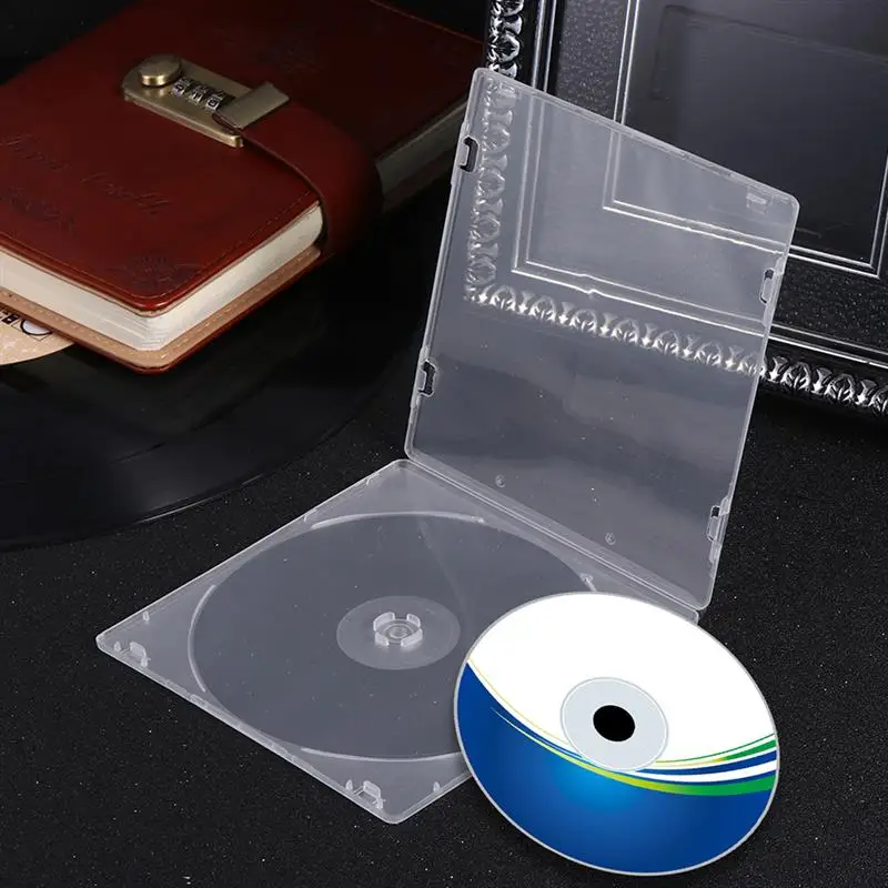 25PCS Ultrathin DVD Case Transparent CD Package Portable CD Storage Box For Home Cinema Film Pluggable Cover CD Case (White)