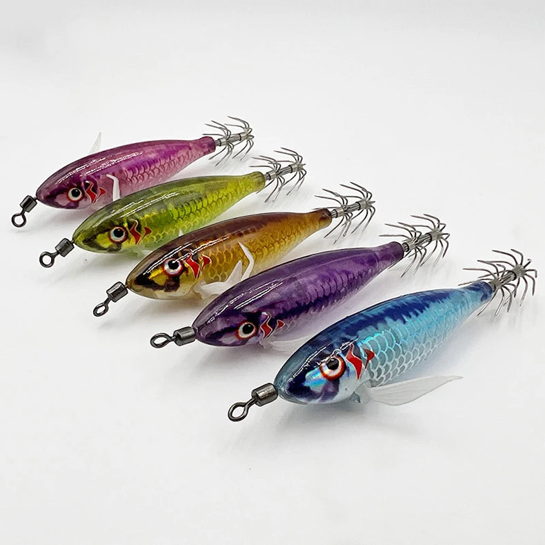 ShareShark 10 Stück/Box 5,6g Leuchtende Horizontale Garnelen-Tintenfischhaken-Köder-Set Geeignet für Meeresangeln auf Tintenfische und Oktopus – Detail 13