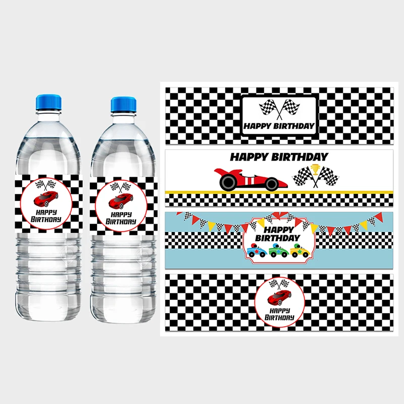 10/20pcs Racing Car Birthday Water Bottle Labels Happy Birthday Racing Party Water Bottle Wrappers Kids Party Decoration Supply