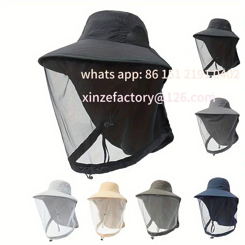 chapeau-seau-personnalisable-1-piece-avec-maille-en-filet-chapeau-anti-moustiques-d'ete