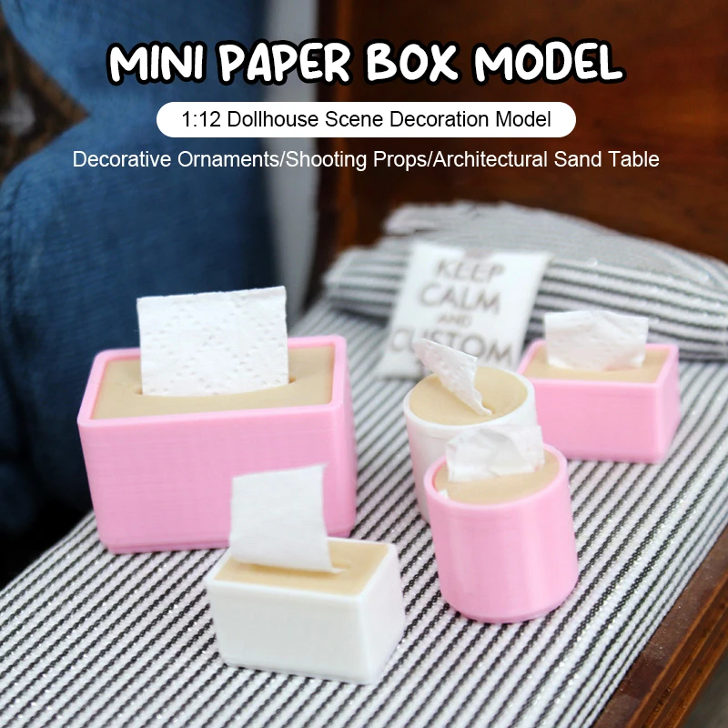 1/12 Dollhouse Simulation Mini Tissue Storage Box Model Dollhouse Paper Box Home Decoration Micro Scene Construction Props