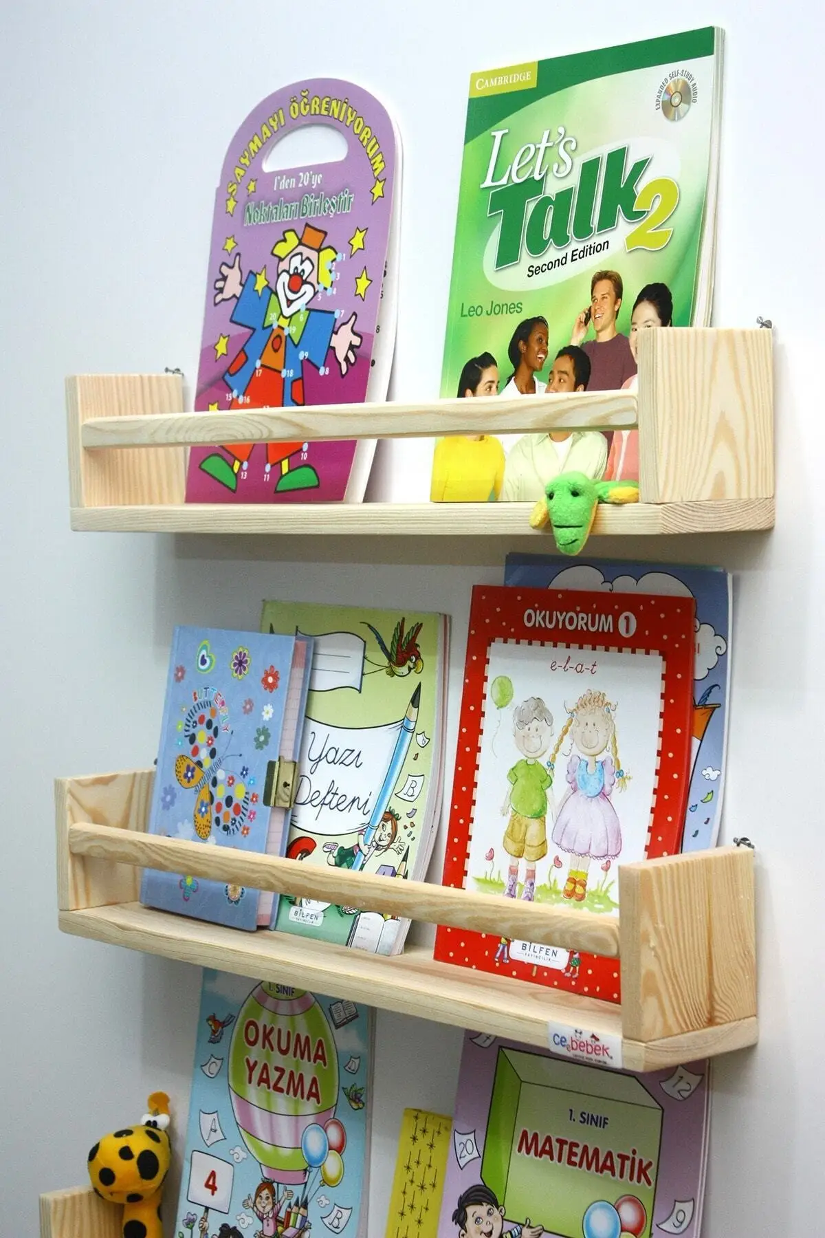 Big size long 3 pcs Montessori Bookshelf 60 cm Wall Rack Baby Kids Room Wooden Bookcase