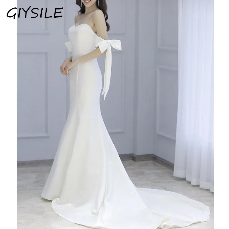 Temperament Light Wedding Dresses for Women Bride's Wedding White Dress Trailing Slimming Wedding Shooting Evening Dresses