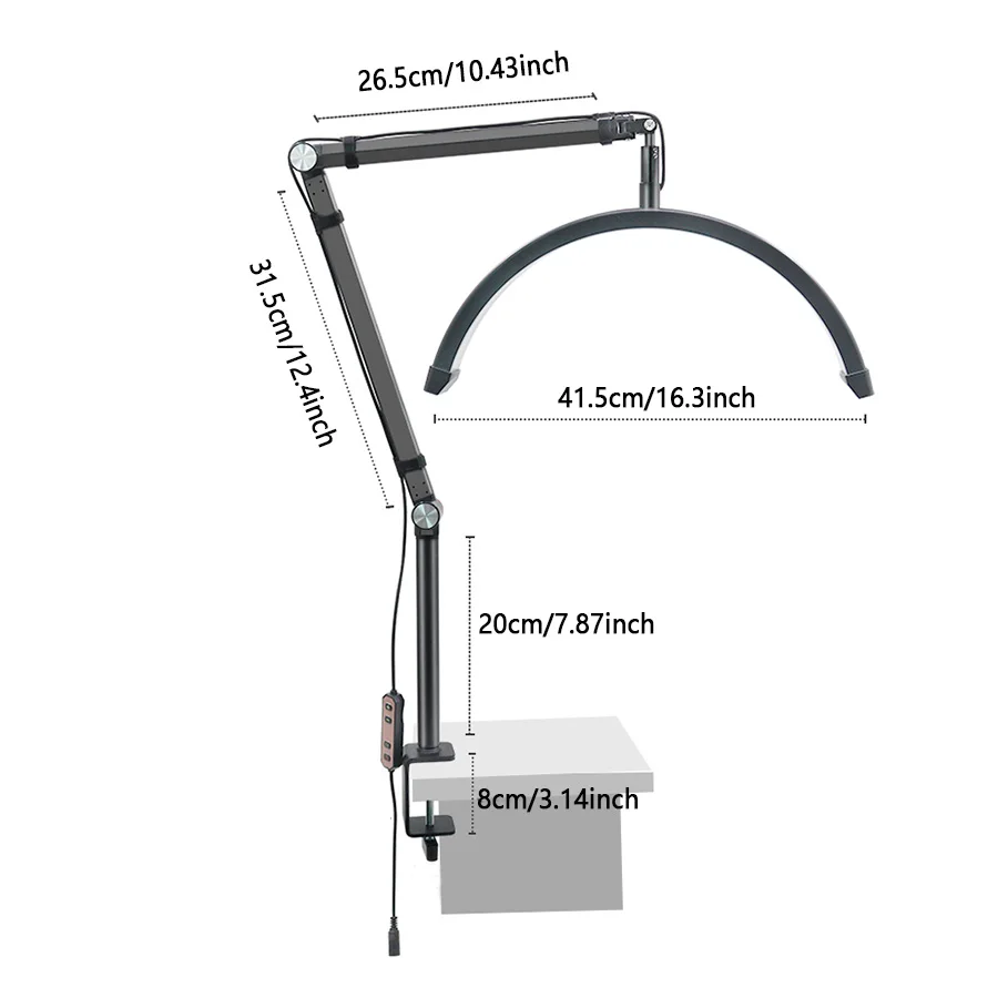 Beauty nail light, beauty modeling tools, beauticians with technical light, three color adjustable, aluminum alloy clamp fixed,