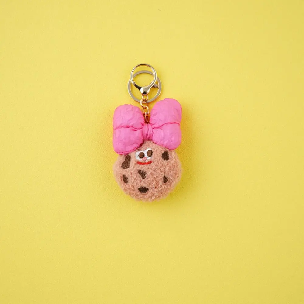 Porte-clés pendentif beurre pour sac à dos, joli porte-clés cookie, nœud mignon en peluche