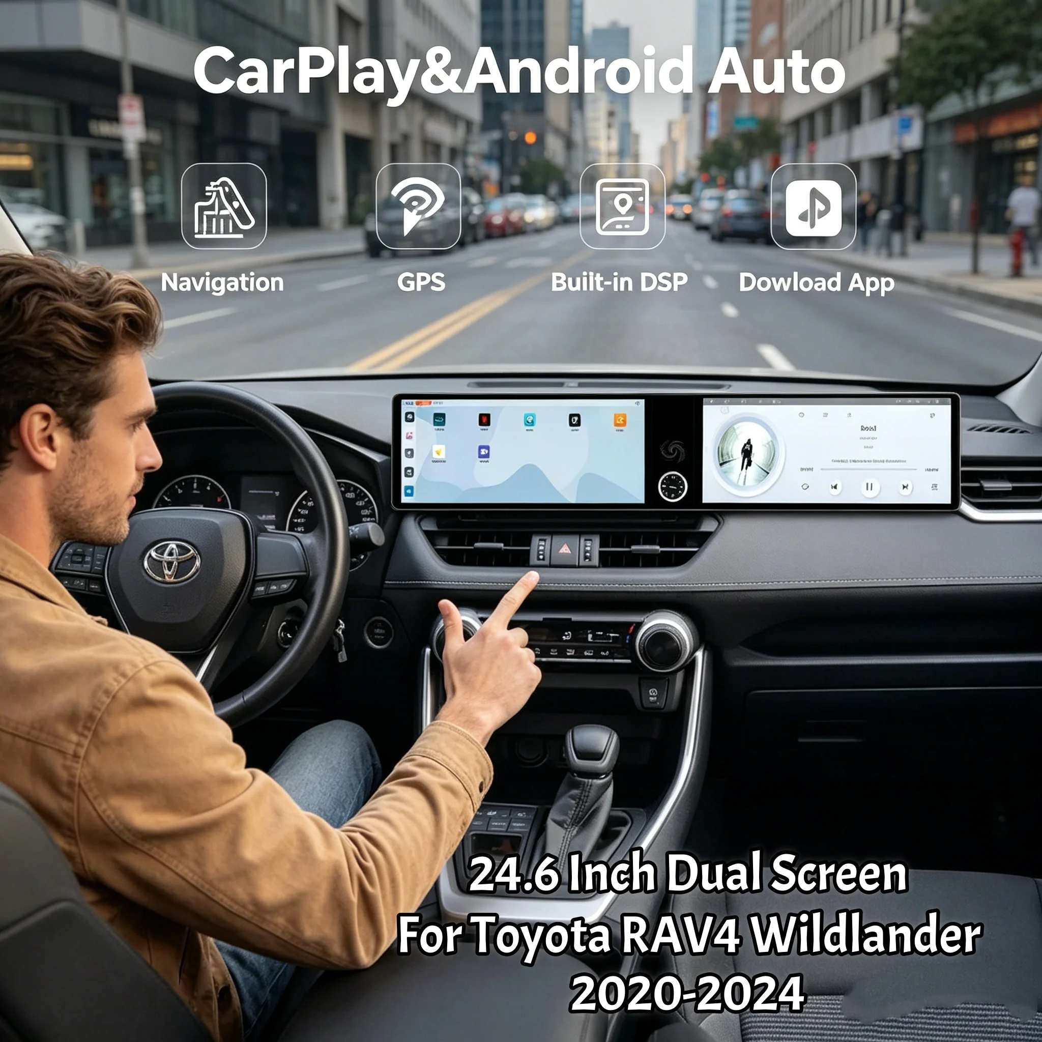 25.6 Inch Dual Touch Screen Android For Toyota RAV4 Wildlander 2020-2024 Car GPS Navigation Multimedia Player Media Car Radio